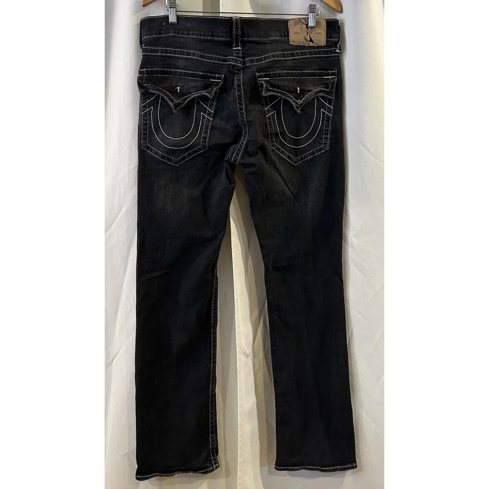 True Religion Ricky Flap‎ Relaxed Straight Denim Black Jeans Men's Sz 36